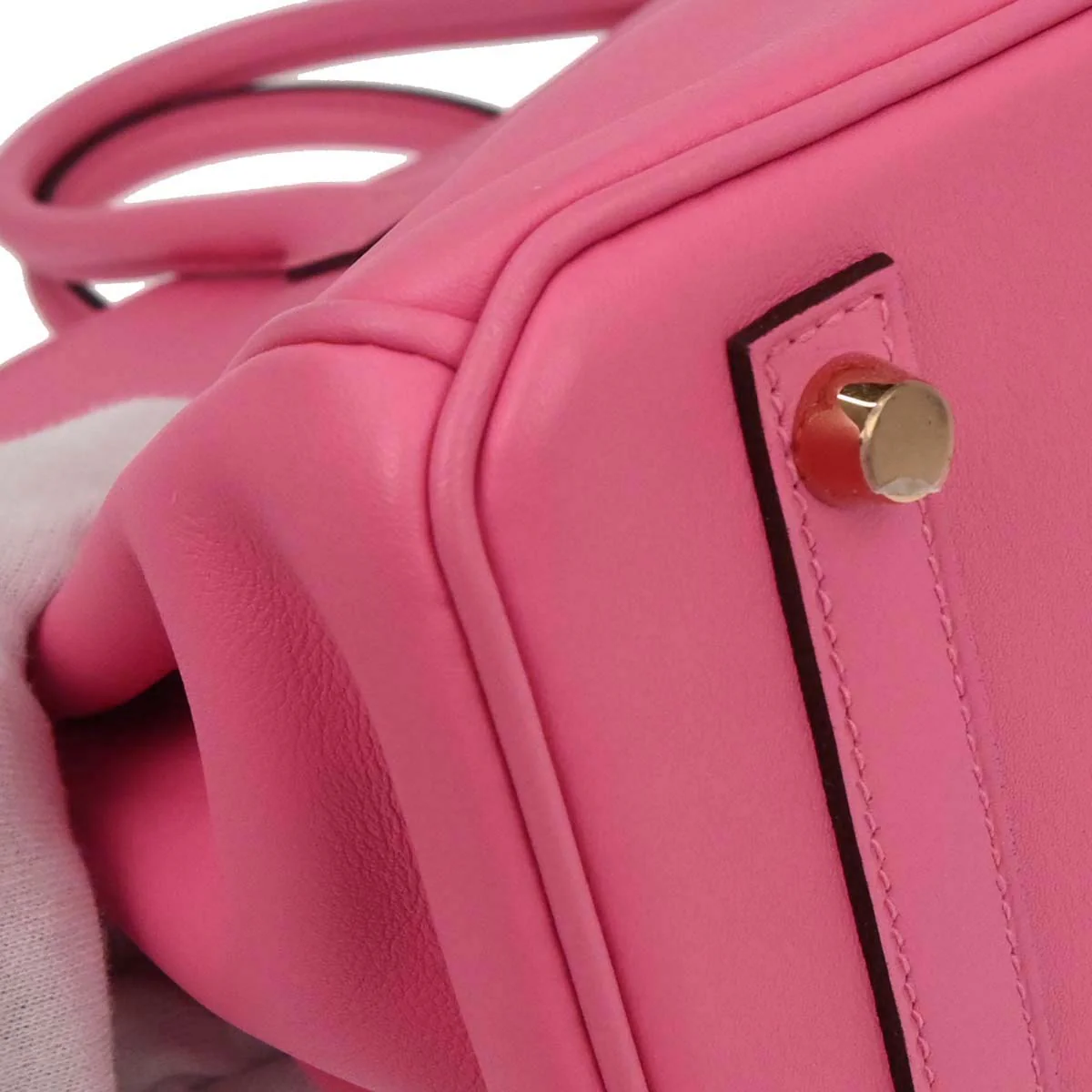 Hermes Rose Azalee Swift Birkin 25 Handbag - Image 6