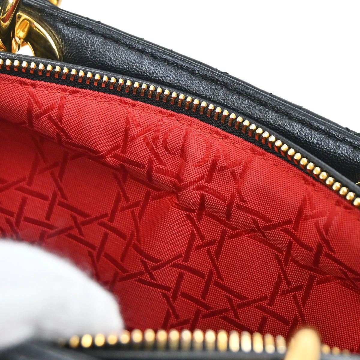 Christian Dior Black Lambskin Medium Lady Dior Cannage 2way Shoulder Handbag - Image 19