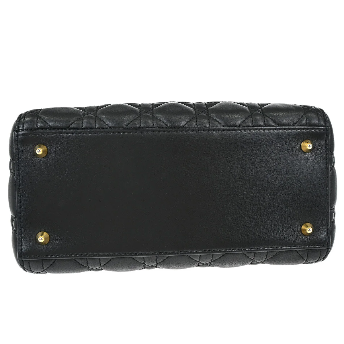 Christian Dior Black Lambskin Medium Lady Dior Cannage 2way Shoulder Handbag - Image 4