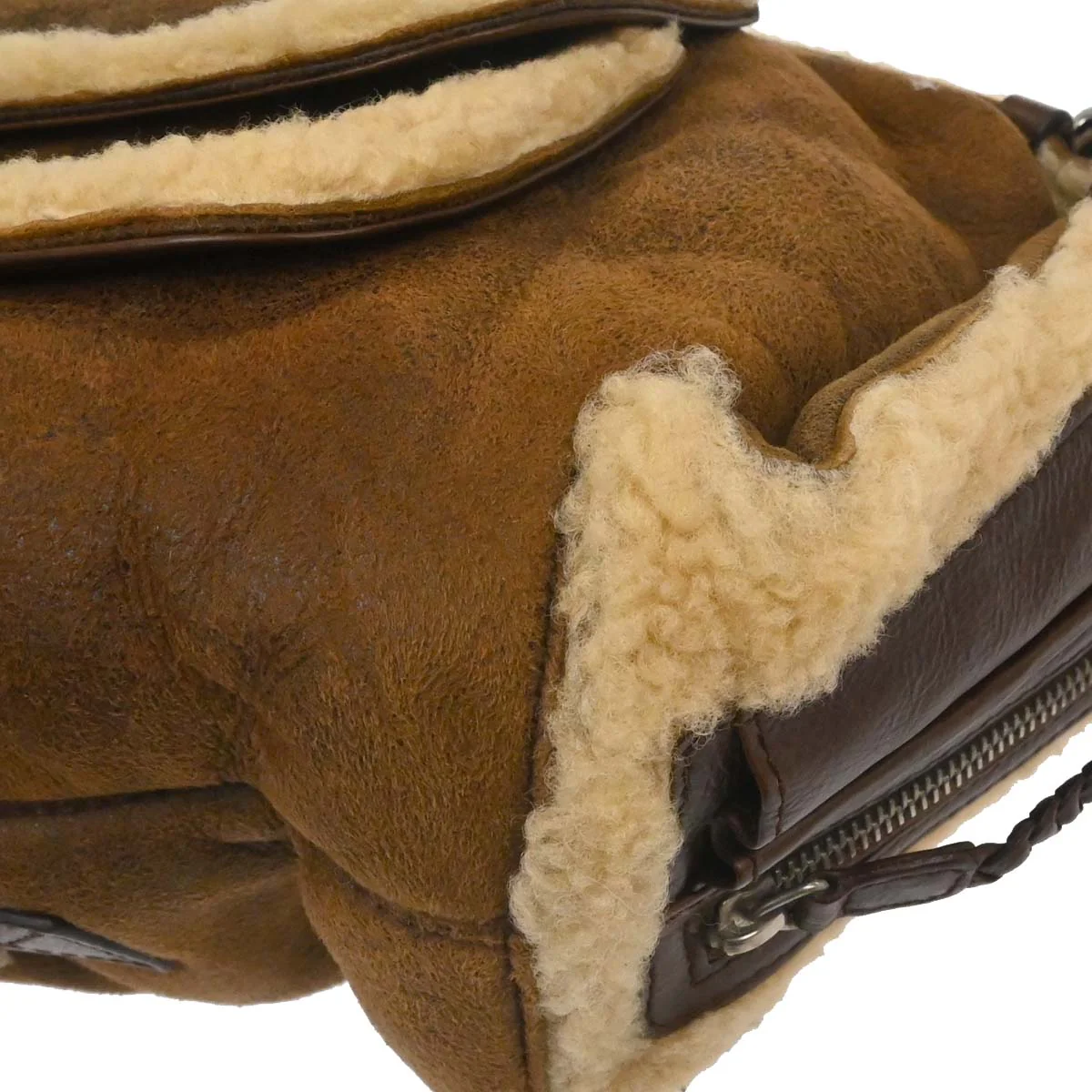 Christian Dior Brown Mouton Flight Handbag - Image 8