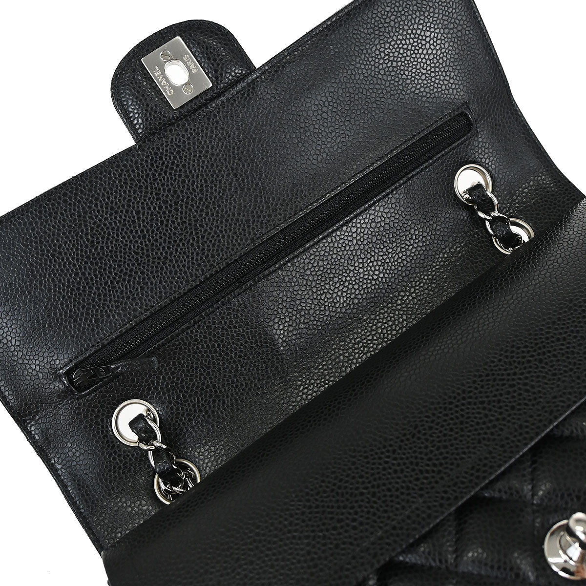 Chanel 2018 Black Caviar Skin Medium Classic Double Flap Shoulder Bag - Image 13