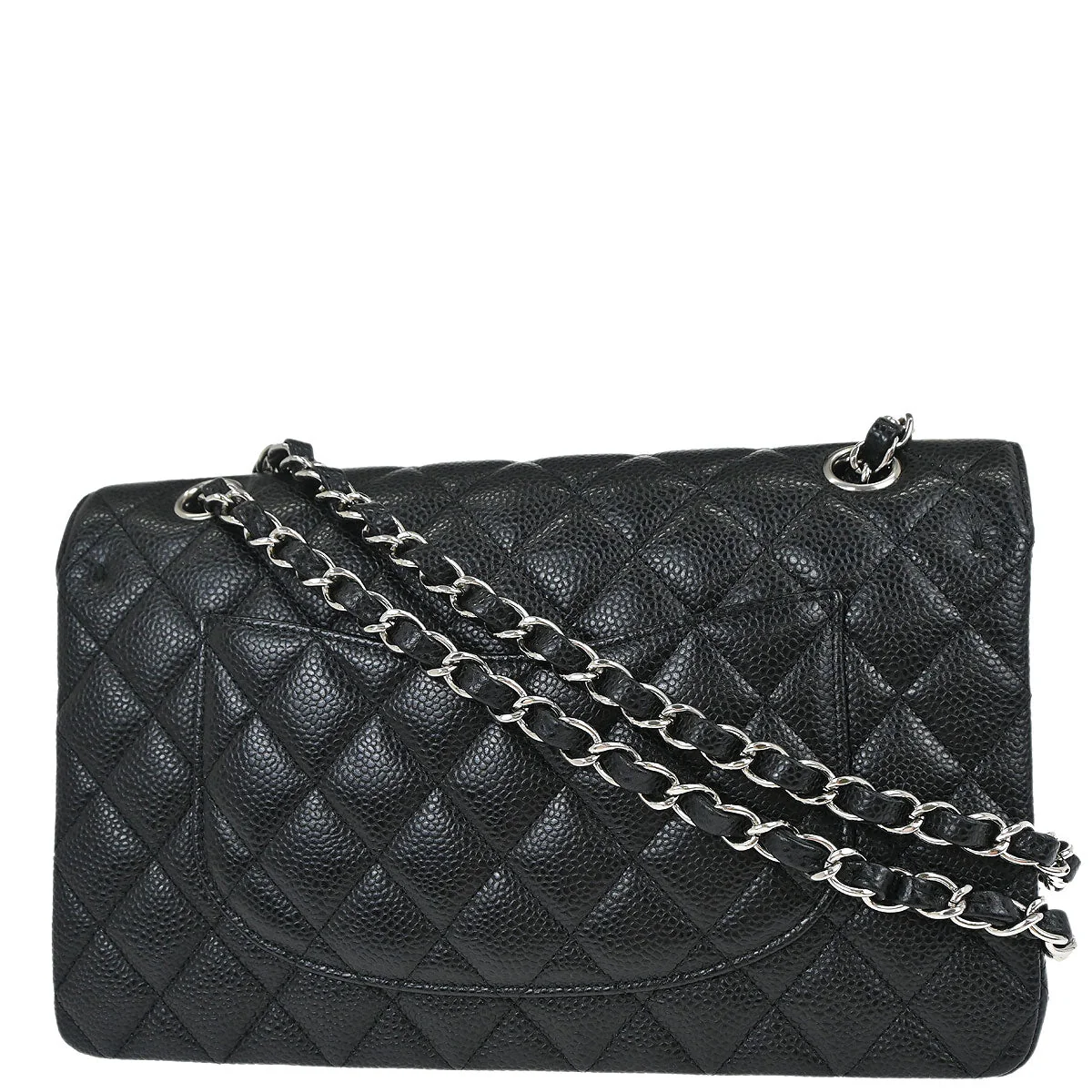 Chanel 2018 Black Caviar Skin Medium Classic Double Flap Shoulder Bag - Image 2