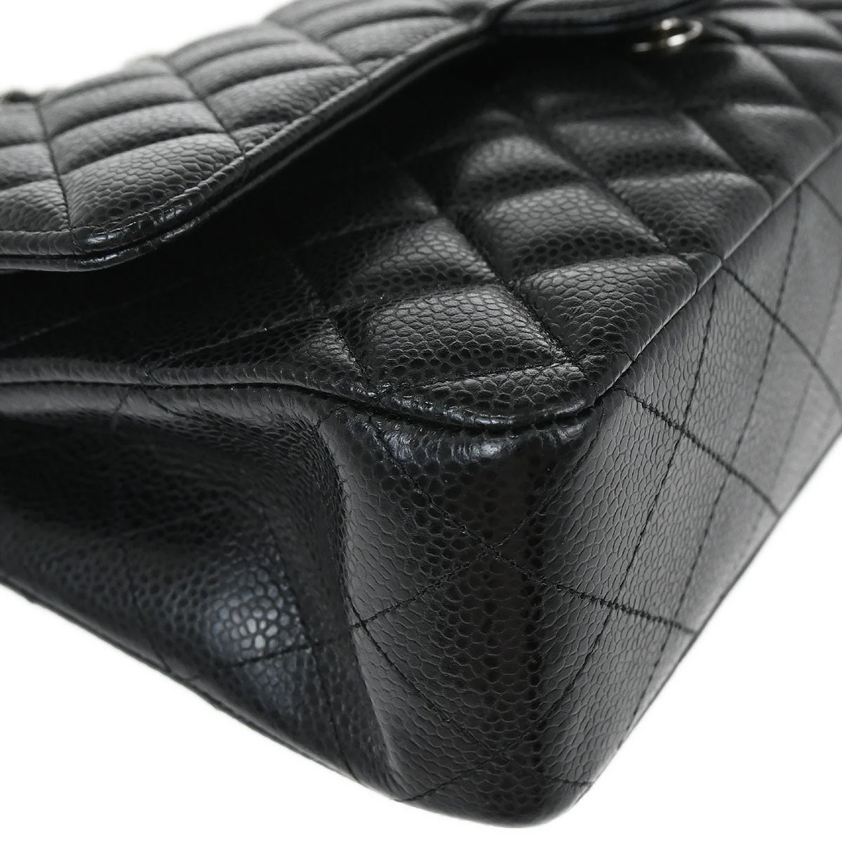 Chanel 2018 Black Caviar Skin Medium Classic Double Flap Shoulder Bag - Image 5