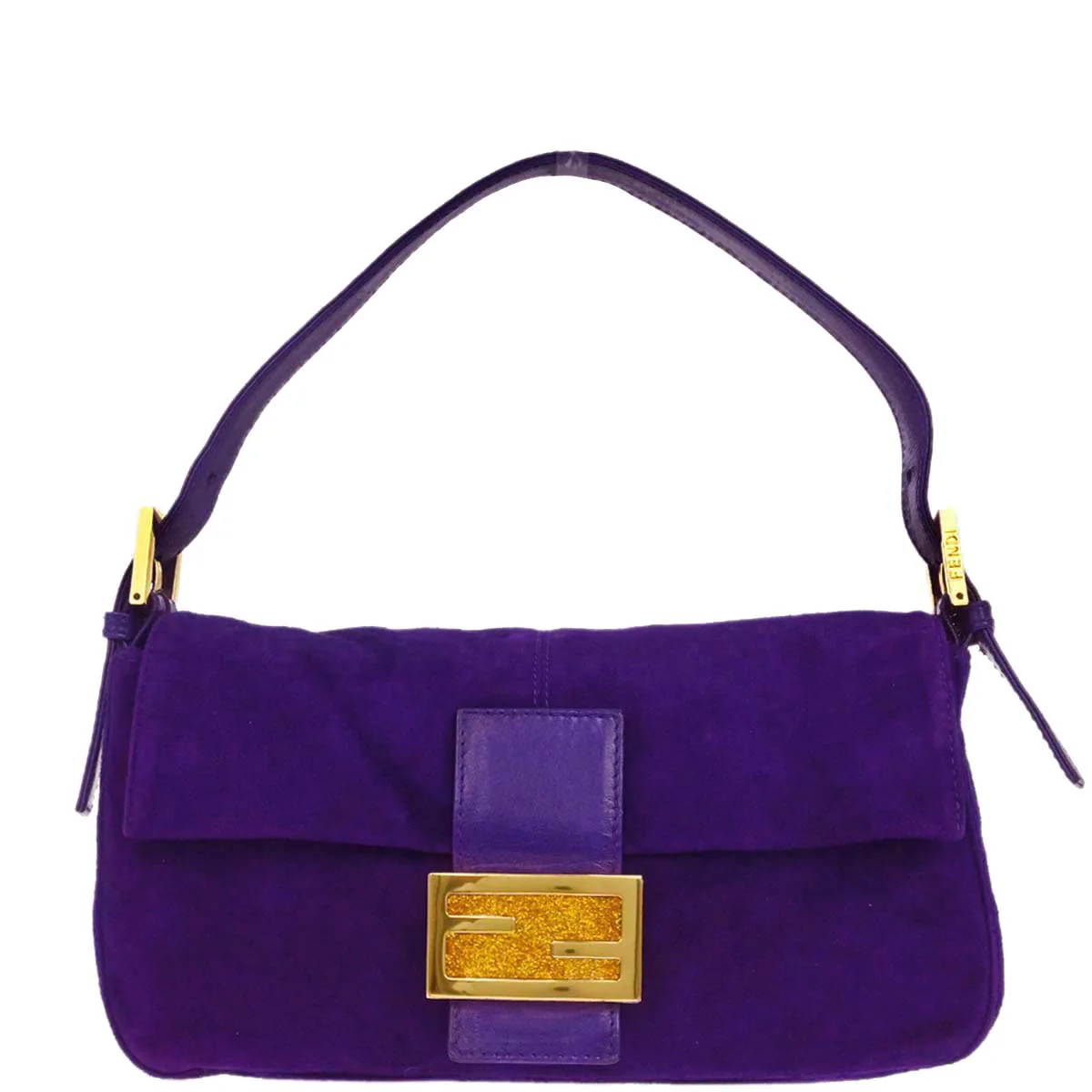 Fendi Purple Suede Baguette Handbag