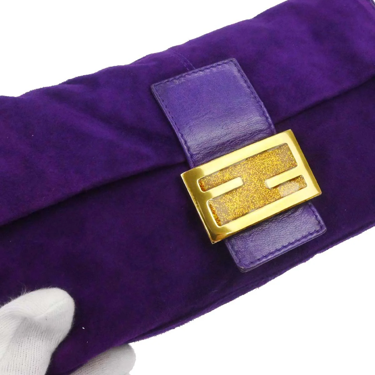 Fendi Purple Suede Baguette Handbag - Image 10