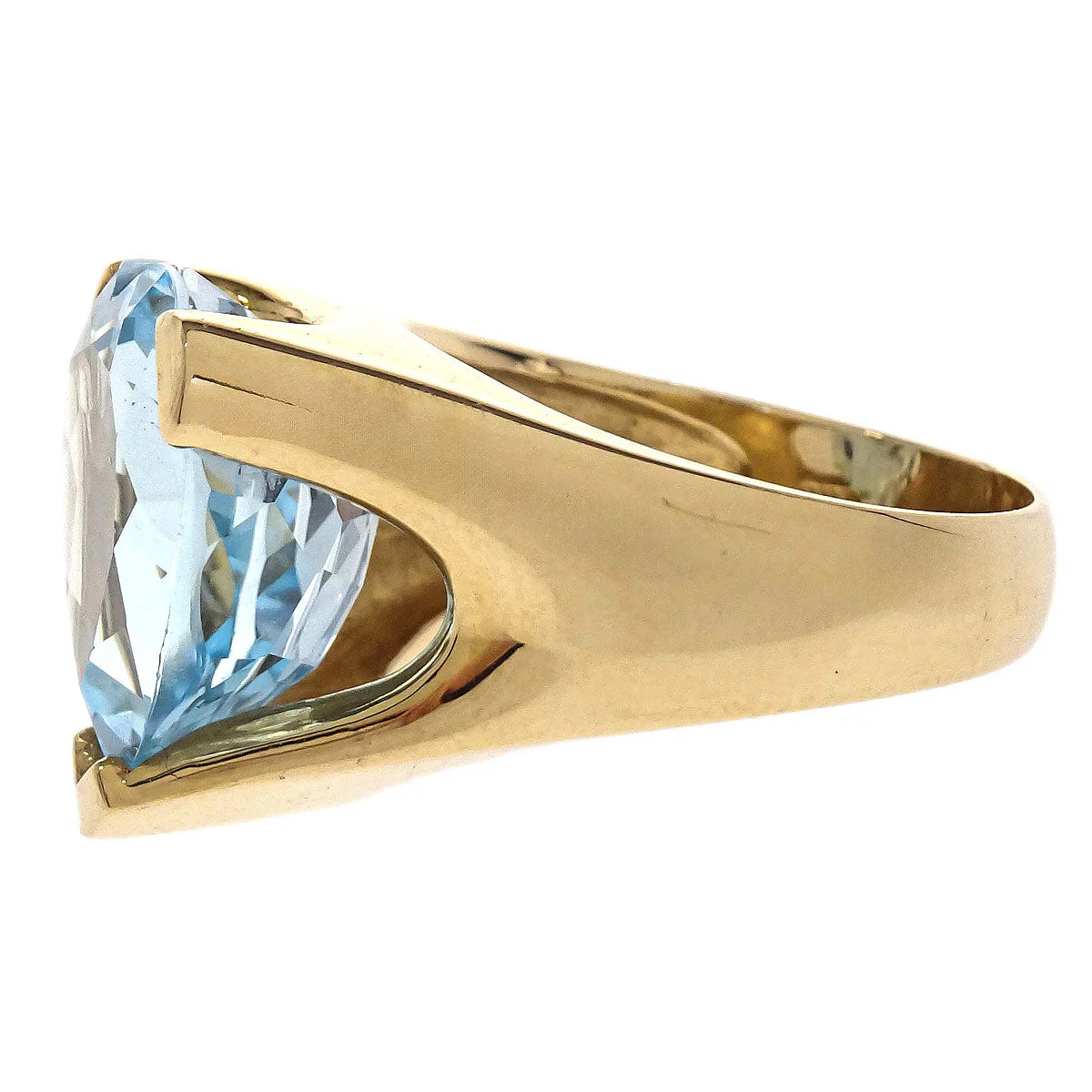 Ring Heart 18K Gold Blue Topaz #53 Jewelry - Image 2