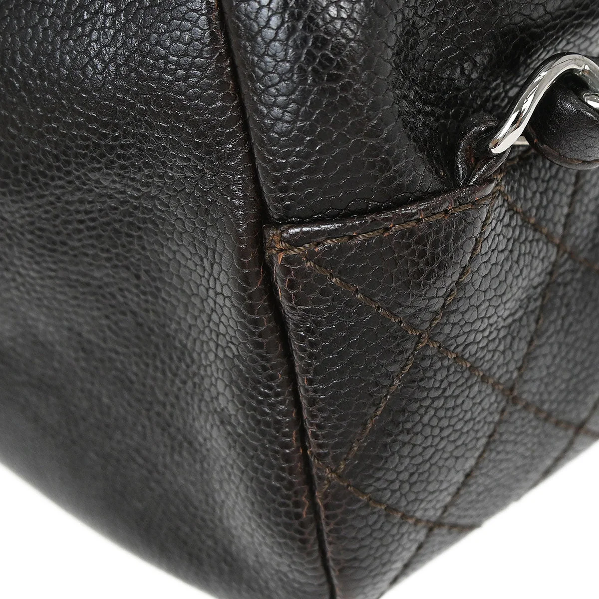 Chanel Dark Brown Caviar Skin Handbag - Image 16