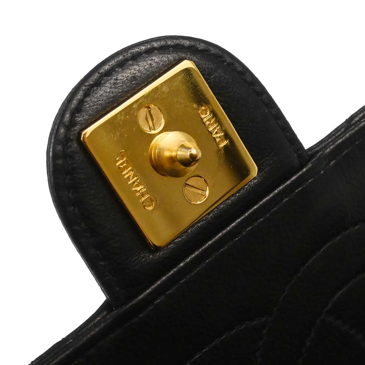 Chanel Black Lambskin Pushlock Small Half Flap Shoulder Bag - Image 17