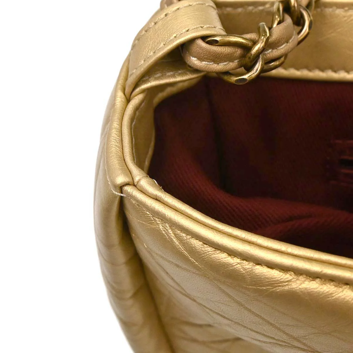 Chanel 2012 Metallic Gold Calfskin Pondicherry Flap 2way Shoulder Handbag - Image 20