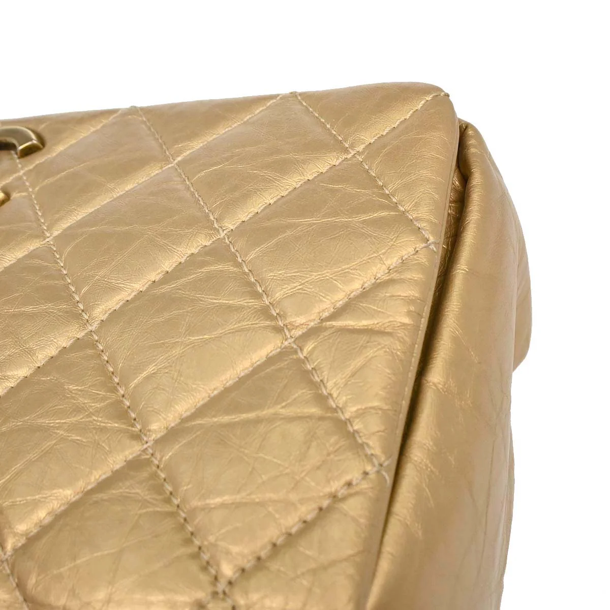 Chanel 2012 Metallic Gold Calfskin Pondicherry Flap 2way Shoulder Handbag - Image 6
