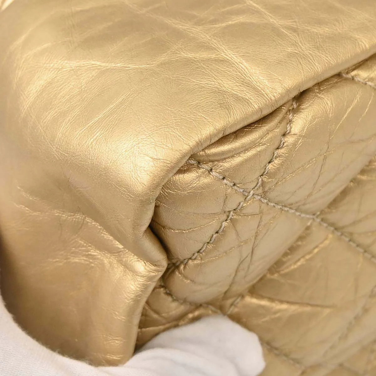 Chanel 2012 Metallic Gold Calfskin Pondicherry Flap 2way Shoulder Handbag - Image 8