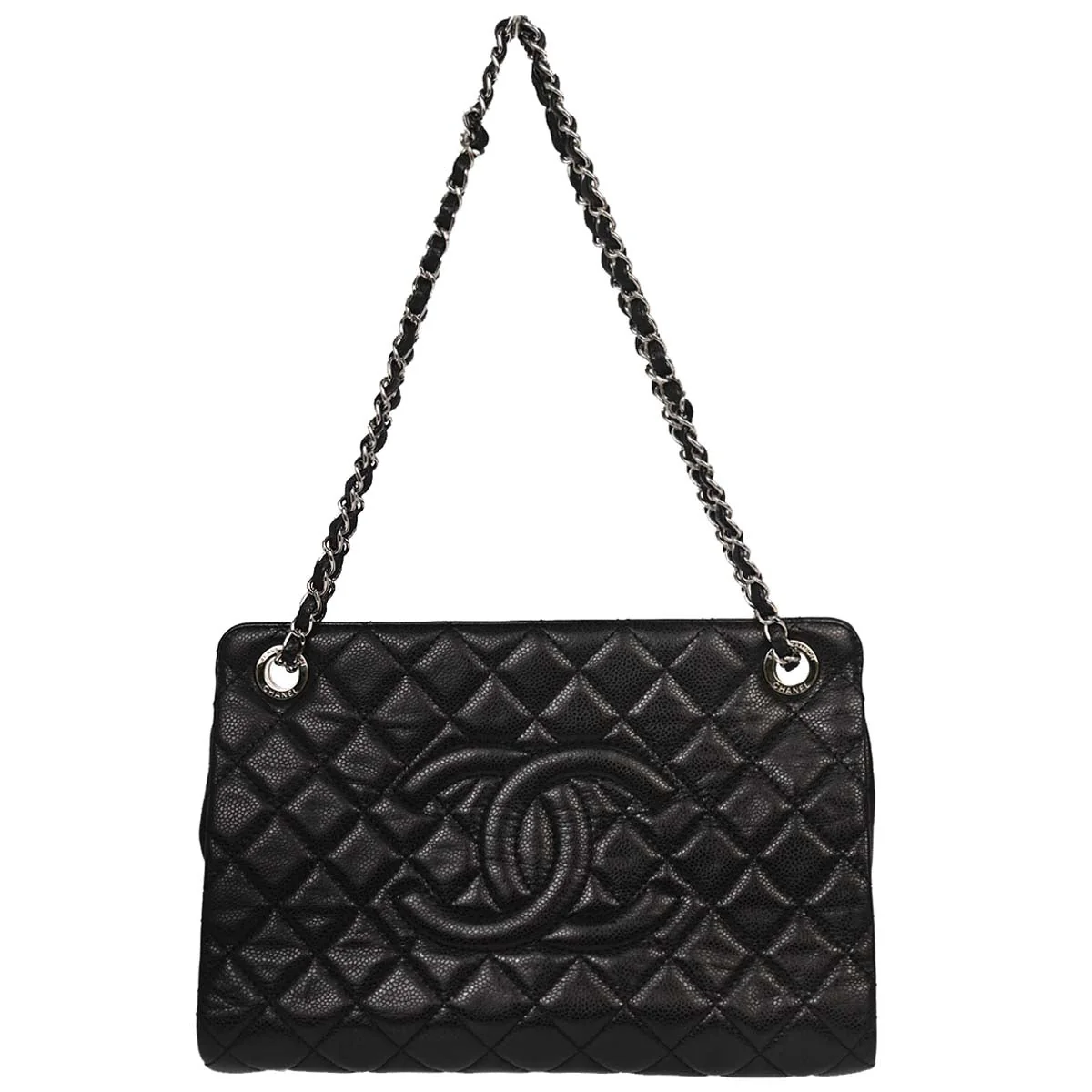 Chanel Black Caviar Skin Chain Tote Bag