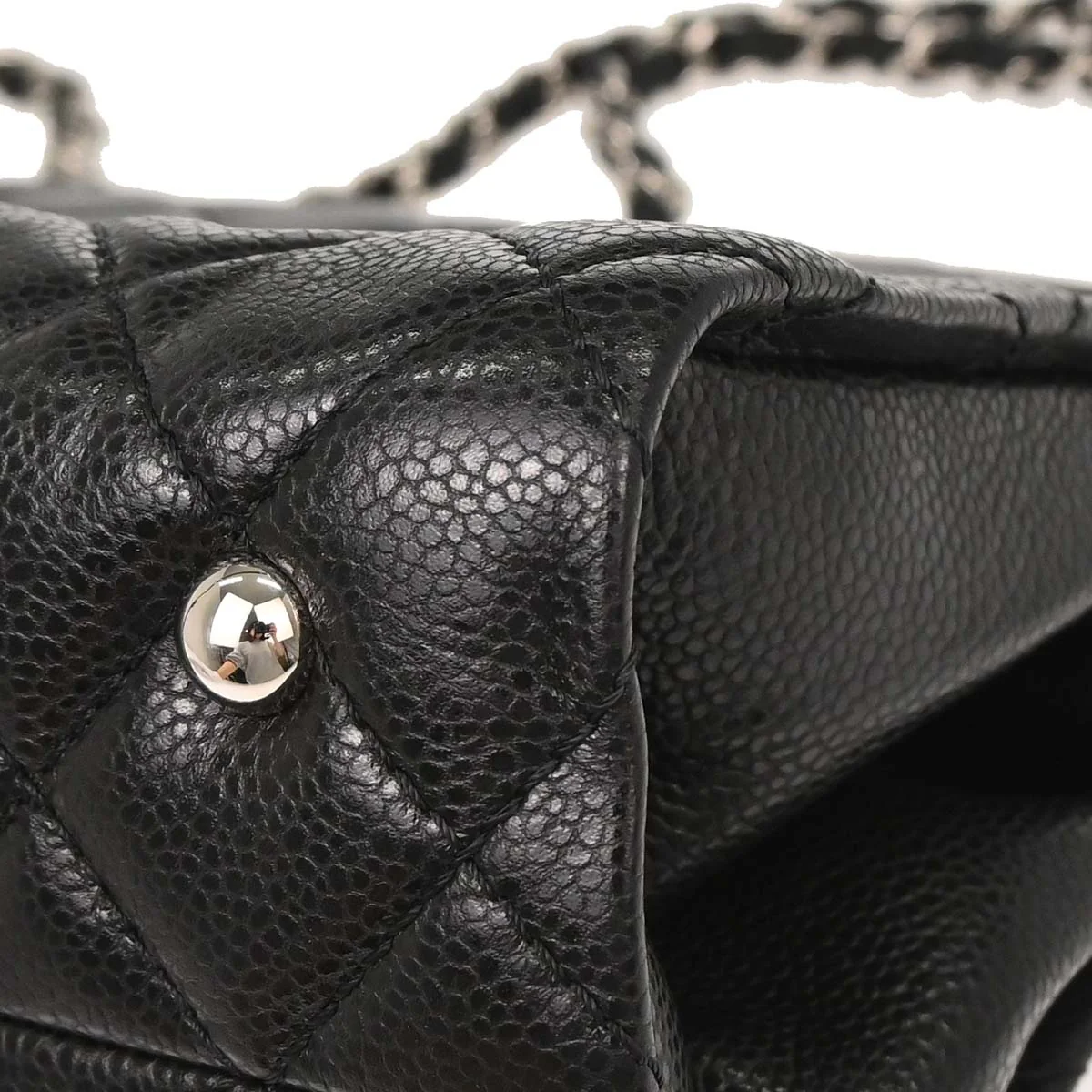 Chanel Black Caviar Skin Chain Tote Bag - Image 11