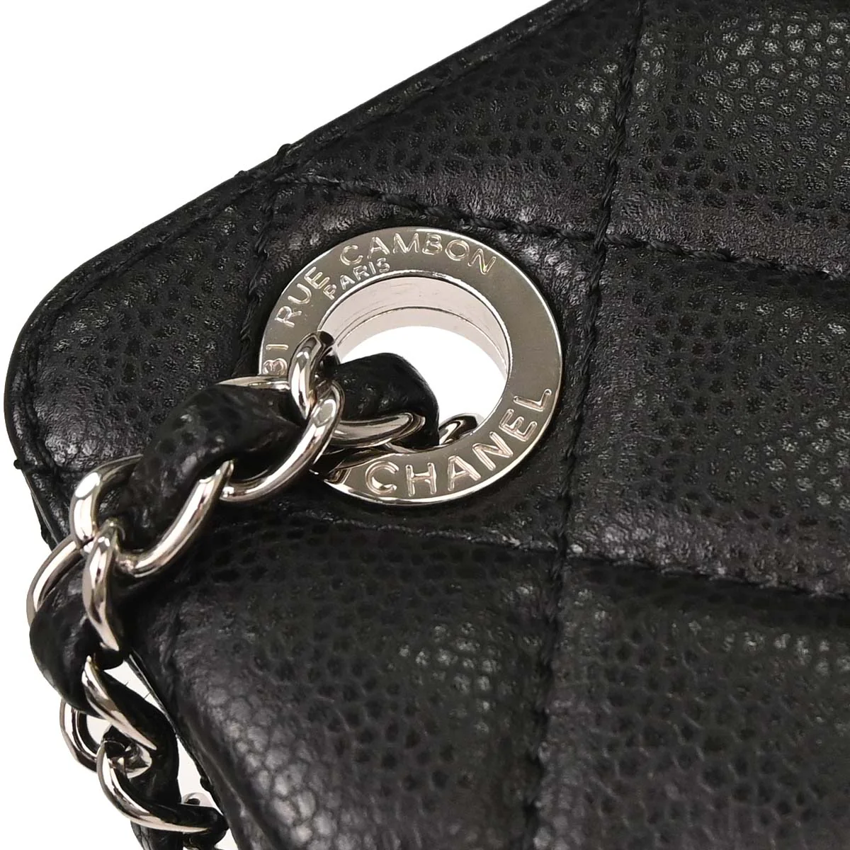 Chanel Black Caviar Skin Chain Tote Bag - Image 13