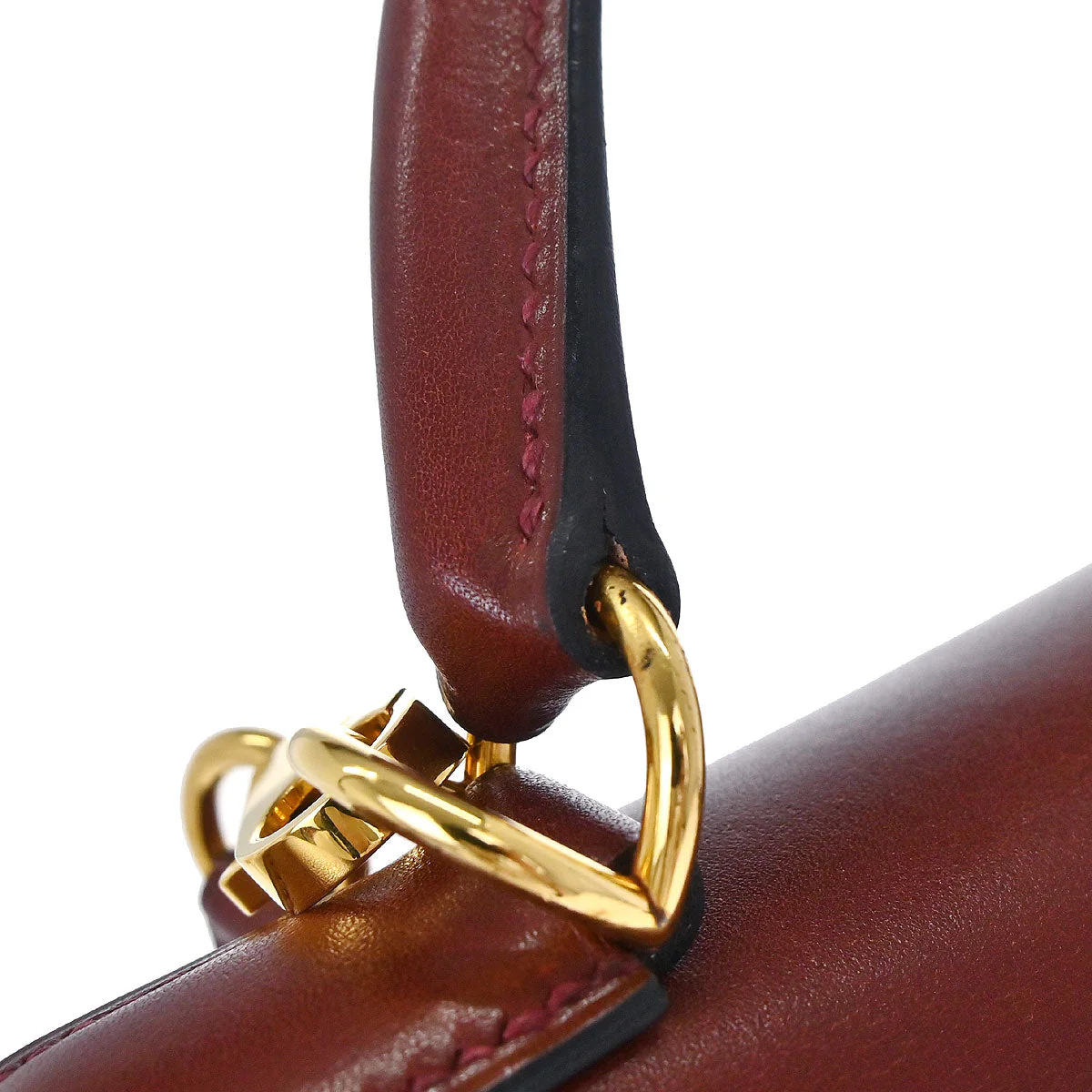 Hermes Rouge H Box Calf Kelly 32 Sellier 2way Shoulder Handbag - Image 10