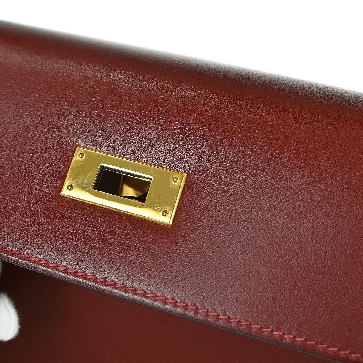 Hermes Rouge H Box Calf Kelly 32 Sellier 2way Shoulder Handbag - Image 14
