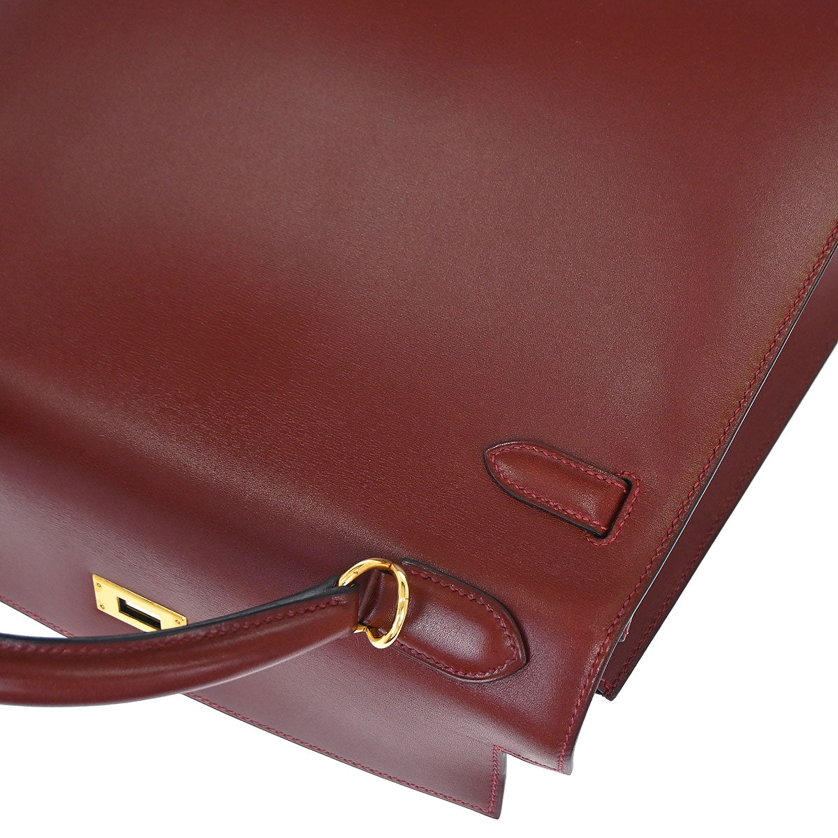 Hermes Rouge H Box Calf Kelly 32 Sellier 2way Shoulder Handbag - Image 15