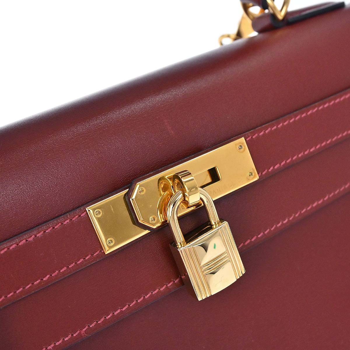 Hermes Rouge H Box Calf Kelly 32 Sellier 2way Shoulder Handbag - Image 8