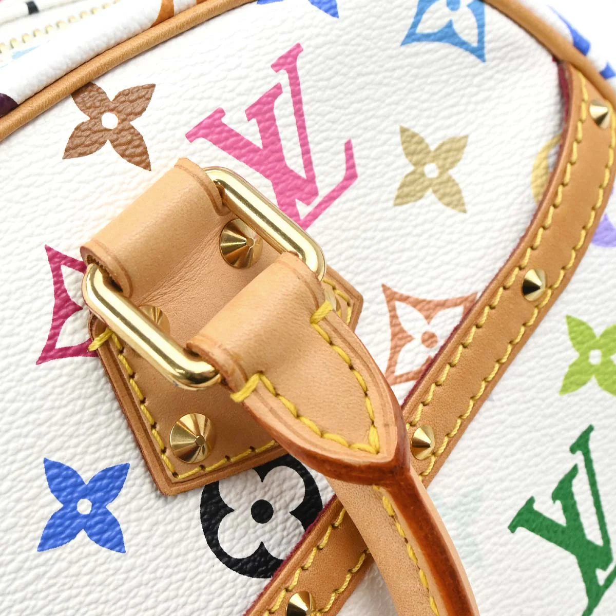 Louis Vuitton White Monogram Multicolor Trouville Handbag M92663 - Image 11