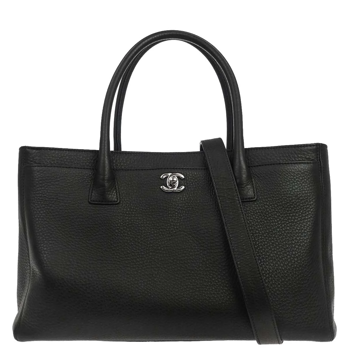 Chanel 2015-2016 Black Deerskin Cerf Executive 2way Shoulder Tote Bag