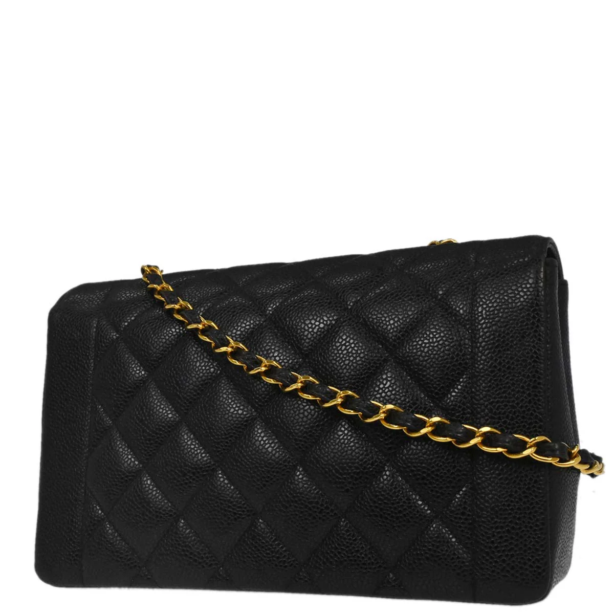 Chanel 1994-1996 Black Caviar Skin Medium Diana Shoulder Bag - Image 2