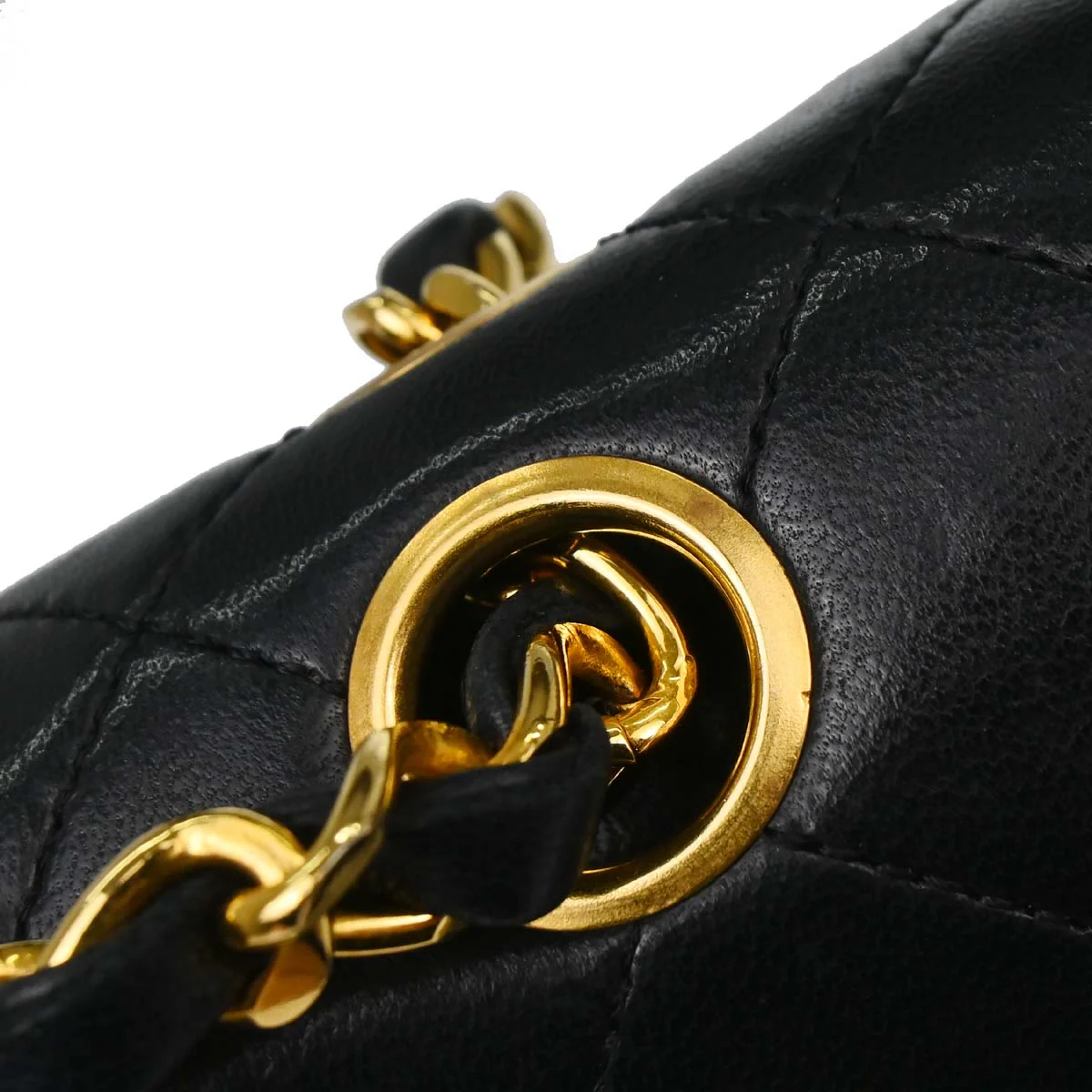 Chanel 1986-1988 Black Lambskin Medium Classic Double Flap Shoulder Bag - Image 12