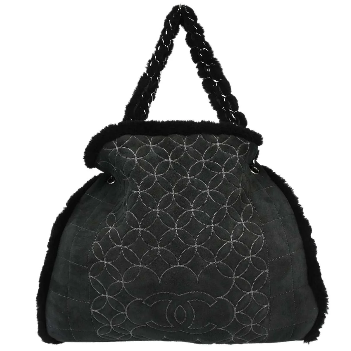 Chanel Black Mouton Choco Bar Tote Handbag