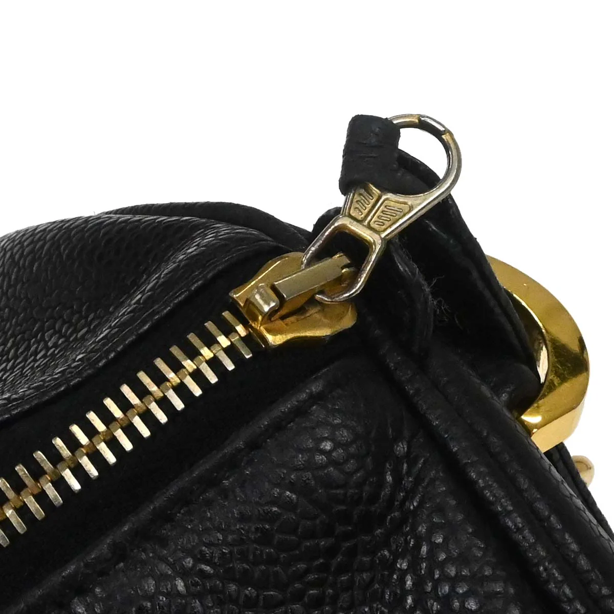 Chanel 1997-1999 Black Caviar Skin 2way Shoulder Duffle Handbag - Image 10