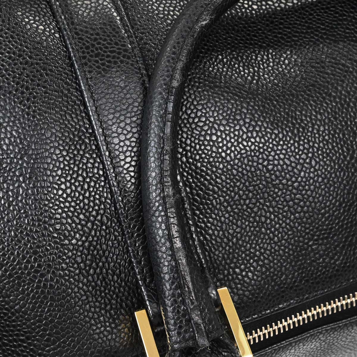 Chanel 1997-1999 Black Caviar Skin 2way Shoulder Duffle Handbag - Image 12