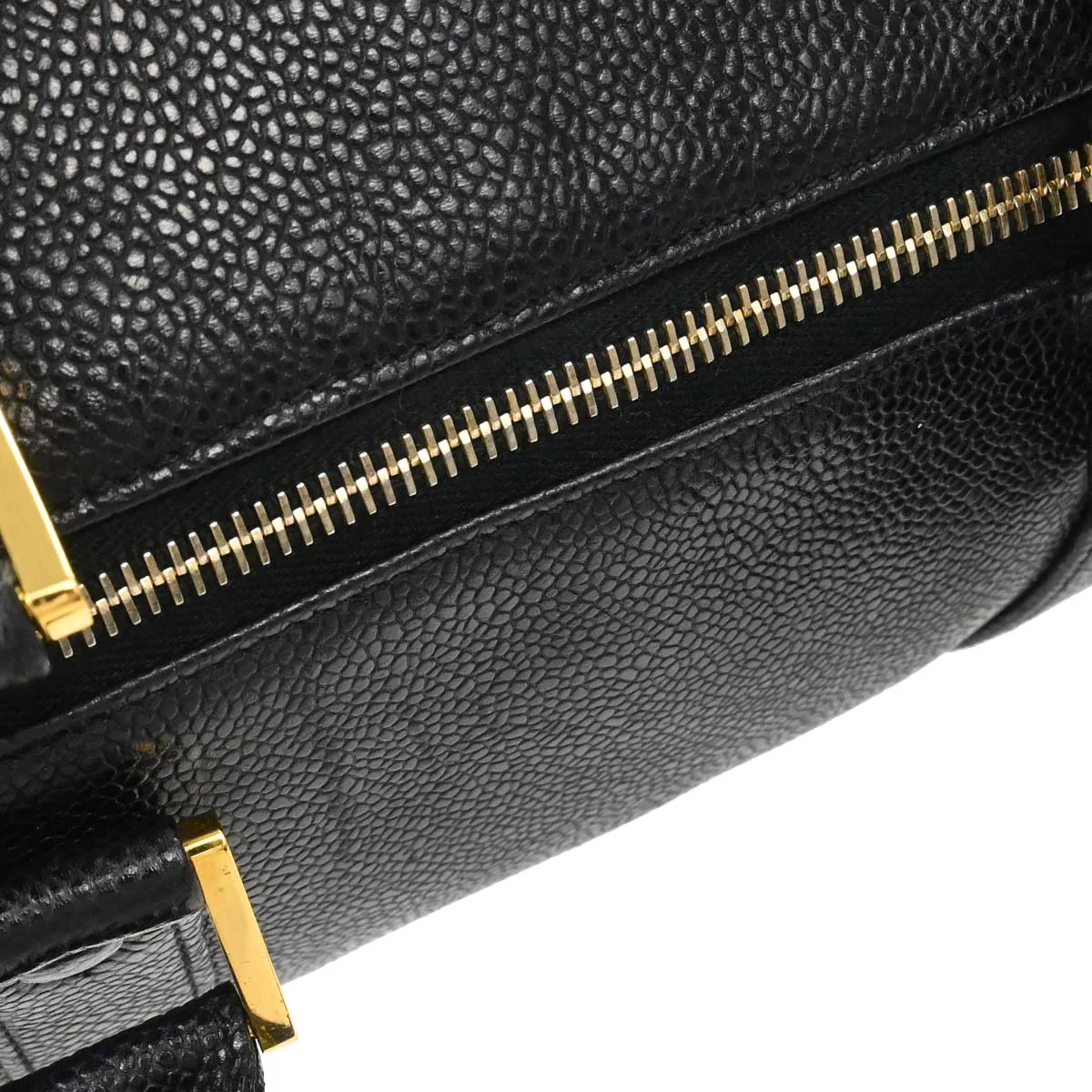 Chanel 1997-1999 Black Caviar Skin 2way Shoulder Duffle Handbag - Image 13