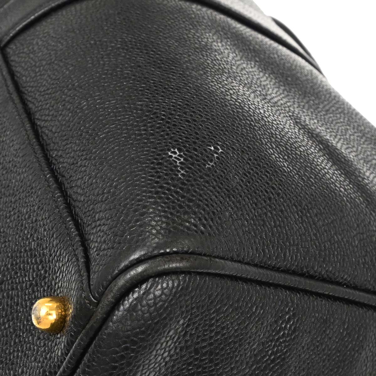 Chanel 1997-1999 Black Caviar Skin 2way Shoulder Duffle Handbag - Image 14