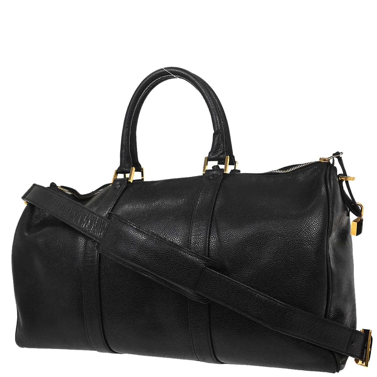 Chanel 1997-1999 Black Caviar Skin 2way Shoulder Duffle Handbag - Image 2