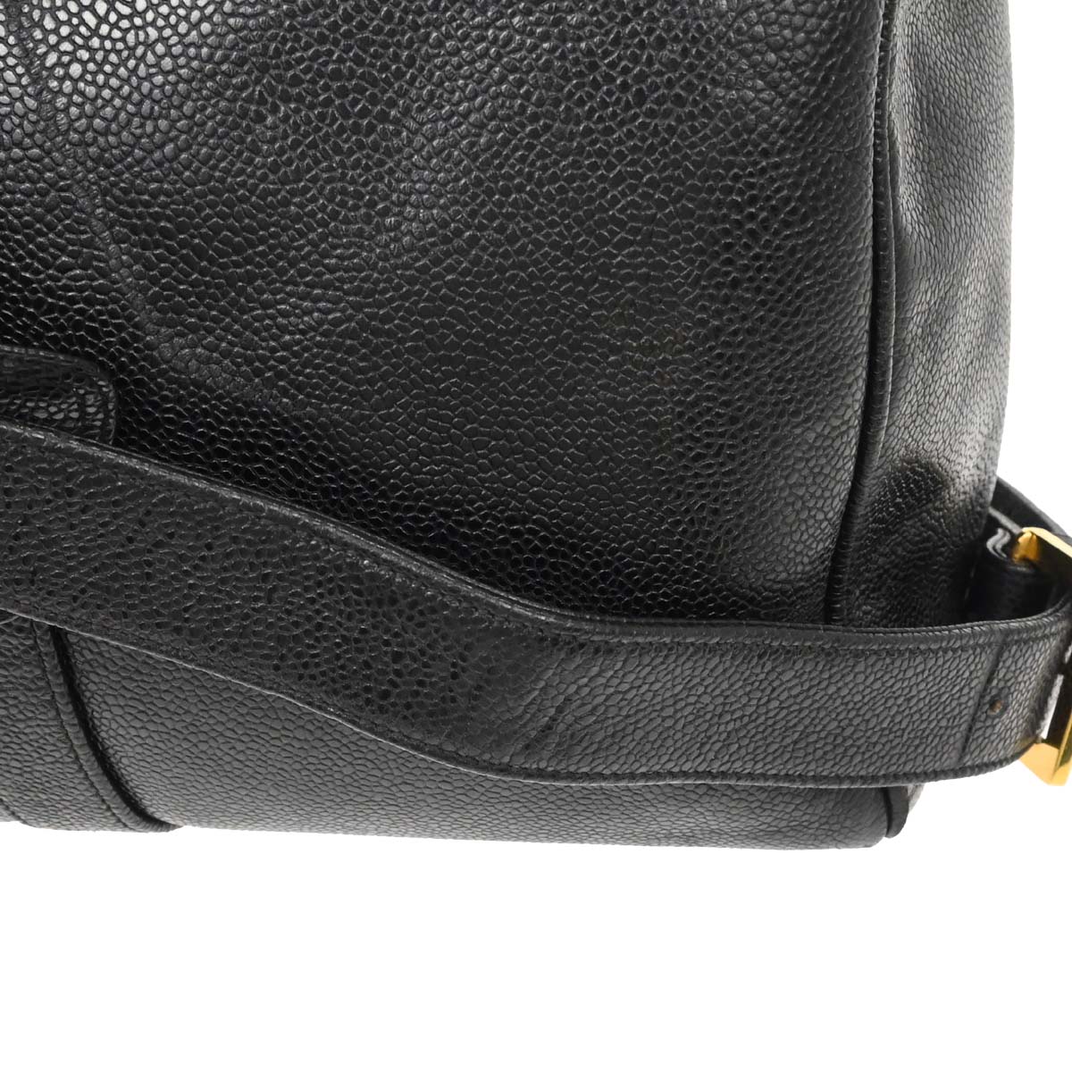 Chanel 1997-1999 Black Caviar Skin 2way Shoulder Duffle Handbag - Image 3