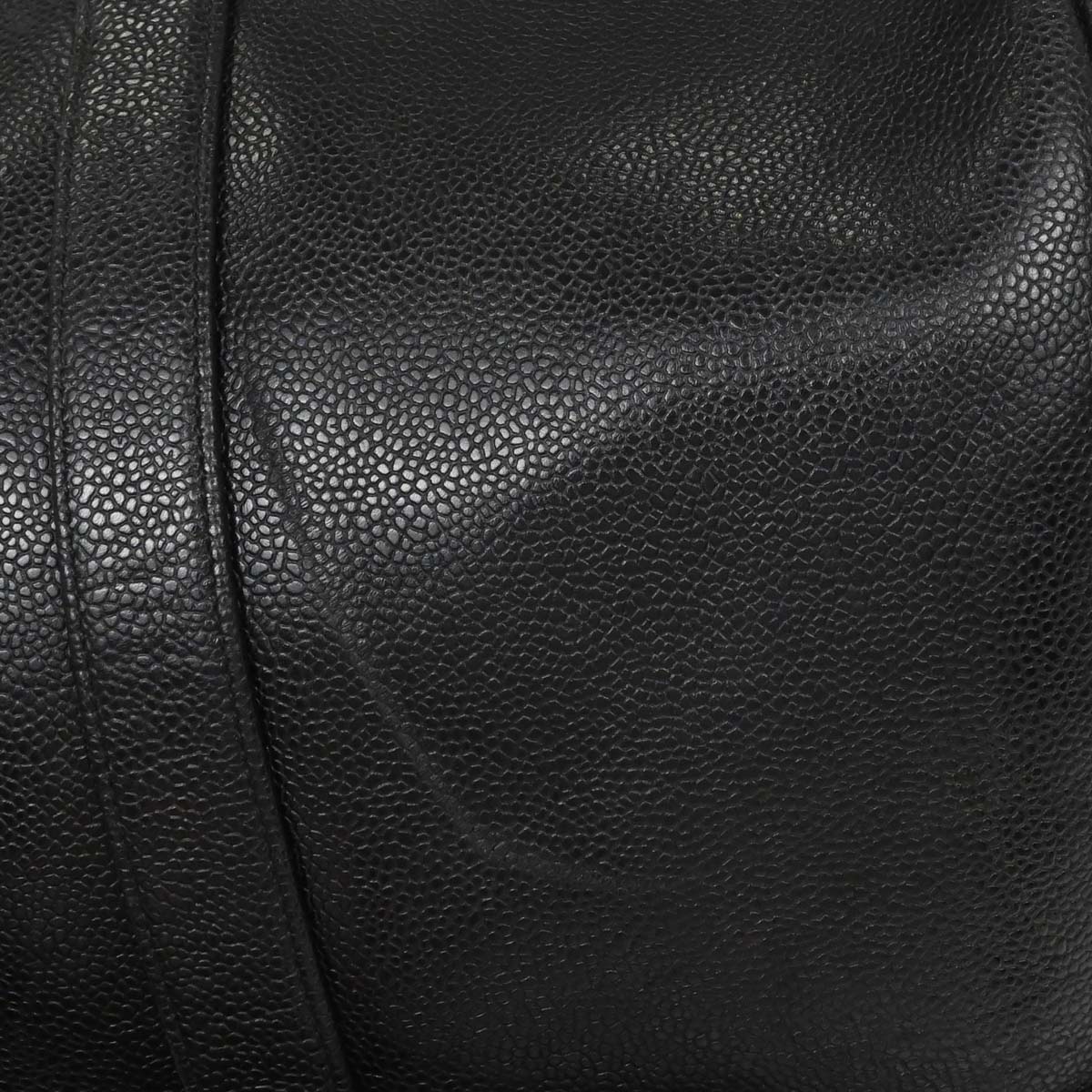 Chanel 1997-1999 Black Caviar Skin 2way Shoulder Duffle Handbag - Image 4