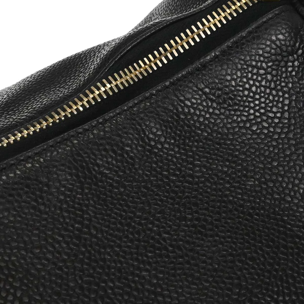 Chanel 1997-1999 Black Caviar Skin 2way Shoulder Duffle Handbag - Image 9