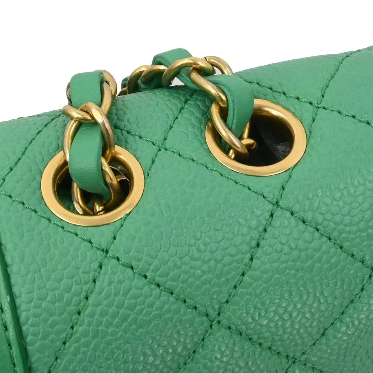 Chanel 2017 Green Caviar Filigree Flap Bag Shoulder Bag - Image 10