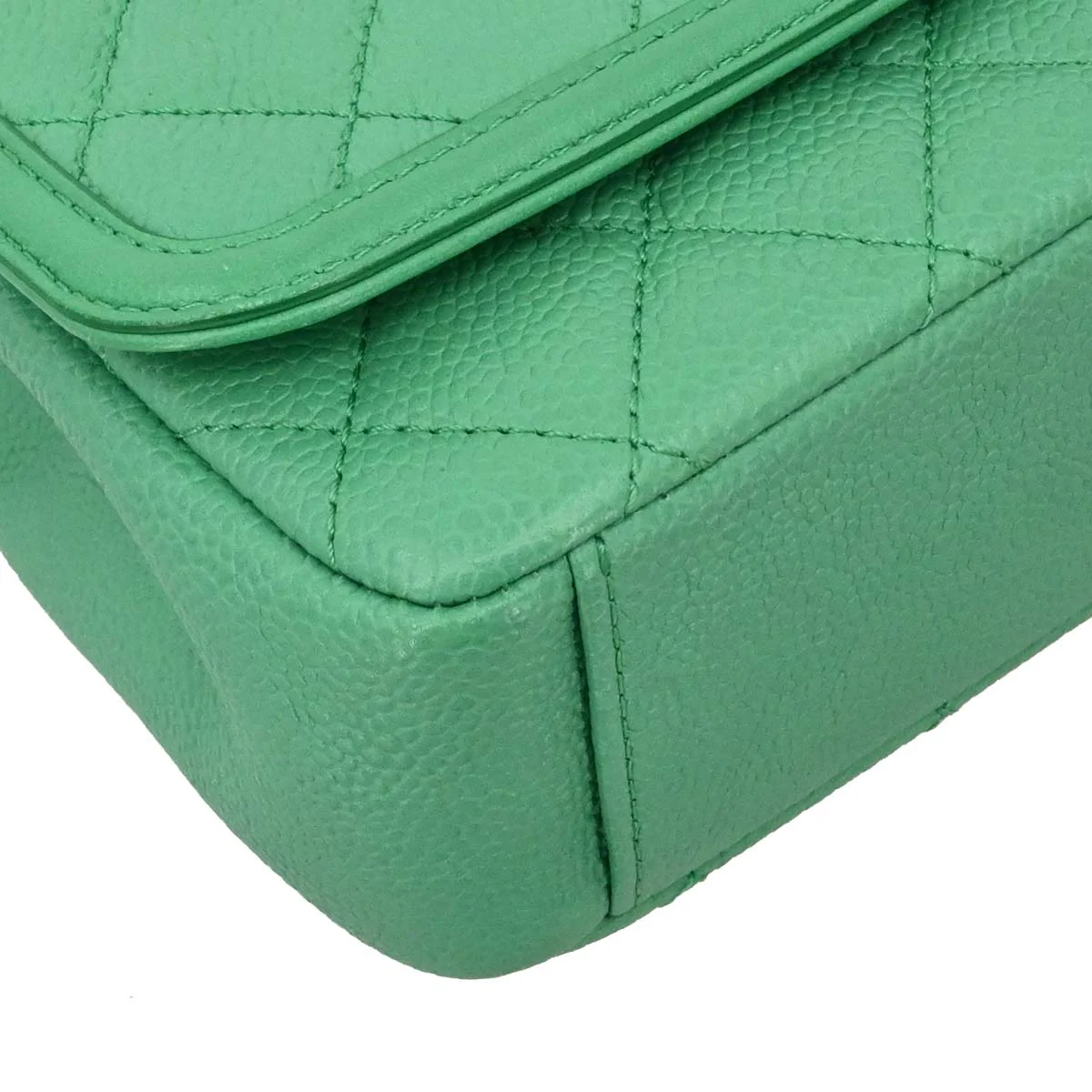 Chanel 2017 Green Caviar Filigree Flap Bag Shoulder Bag - Image 3