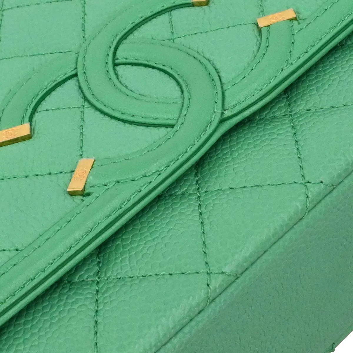 Chanel 2017 Green Caviar Filigree Flap Bag Shoulder Bag - Image 5