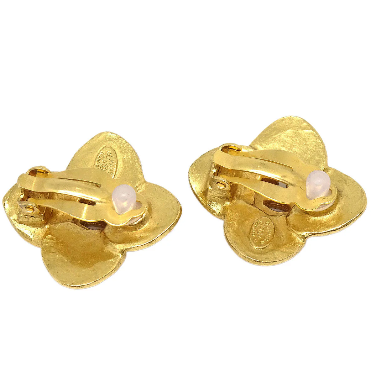 Chanel Flower Clip-On Earrings Gold 96A - Image 3