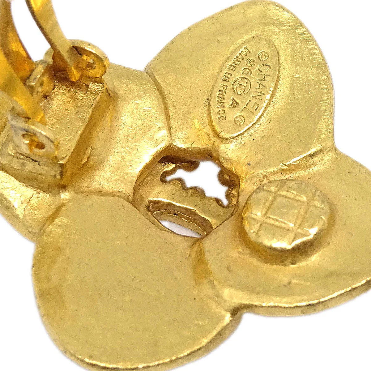 Chanel Flower Clip-On Earrings Gold 96A - Image 4