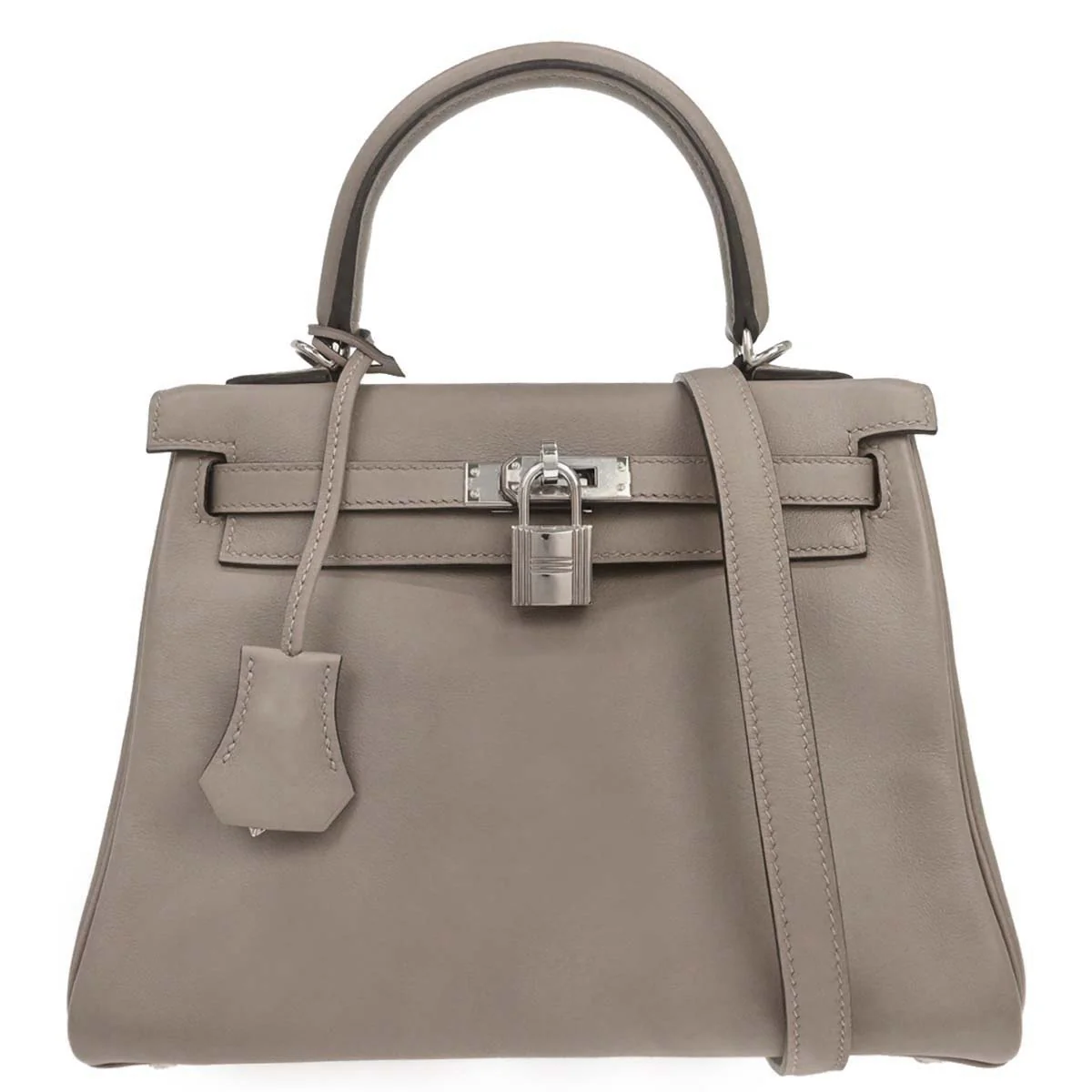 Hermes Gris Tourterelle Swift Kelly 25 Retourne 2way Shoulder Handbag