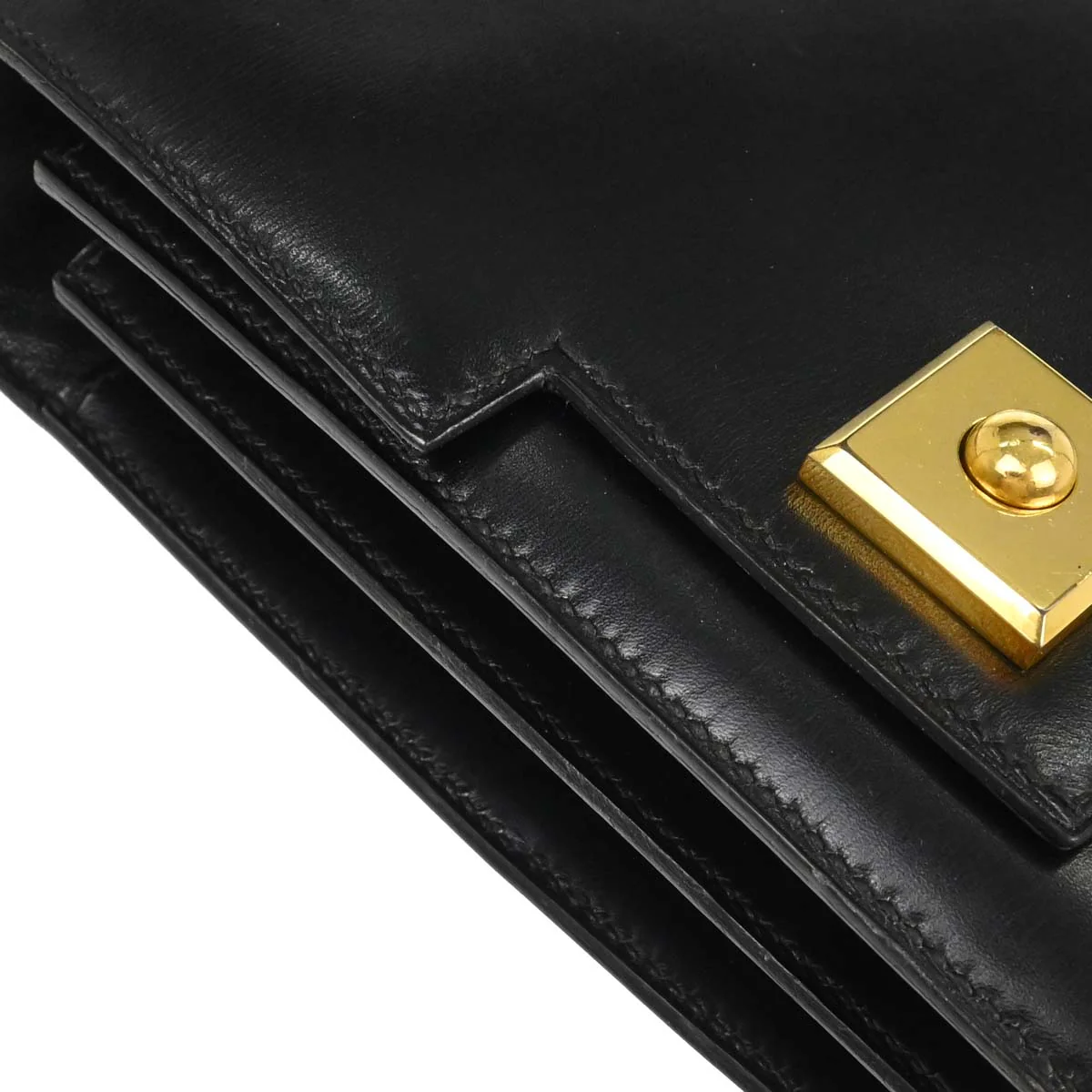 Hermes Black Box Calf Piano Handbag - Image 5