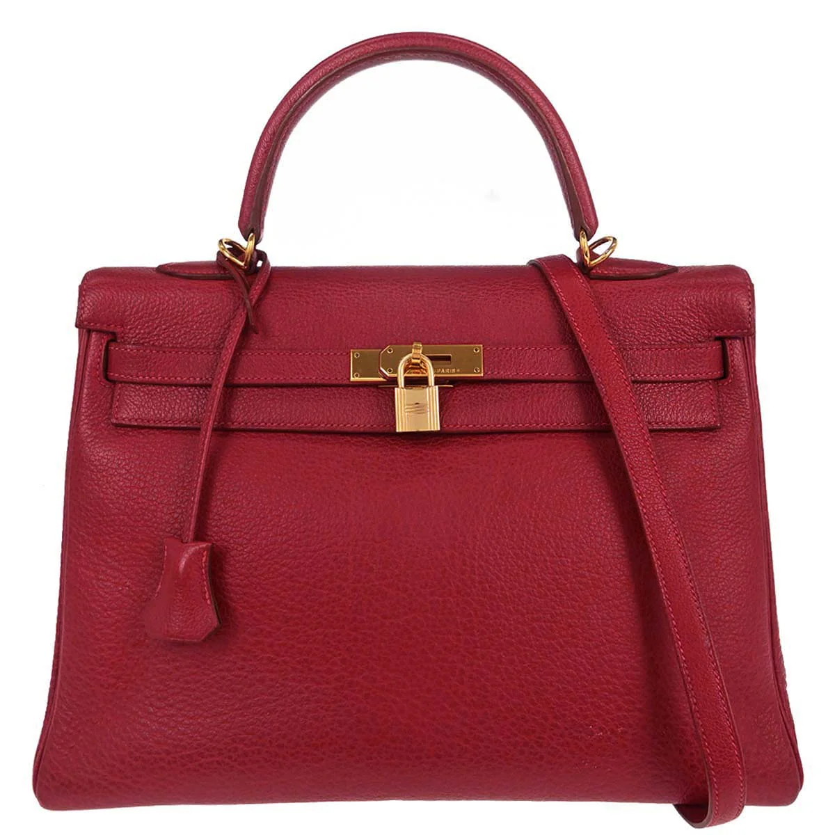 Hermes Rouge Garance Buffle skipper Kelly 35 2way Shoulder Handbag
