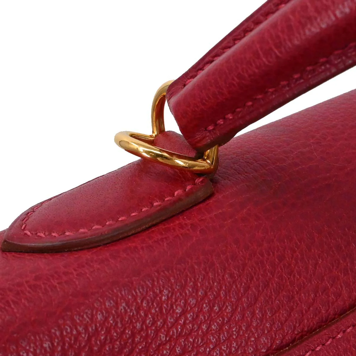Hermes Rouge Garance Buffle skipper Kelly 35 2way Shoulder Handbag - Image 11