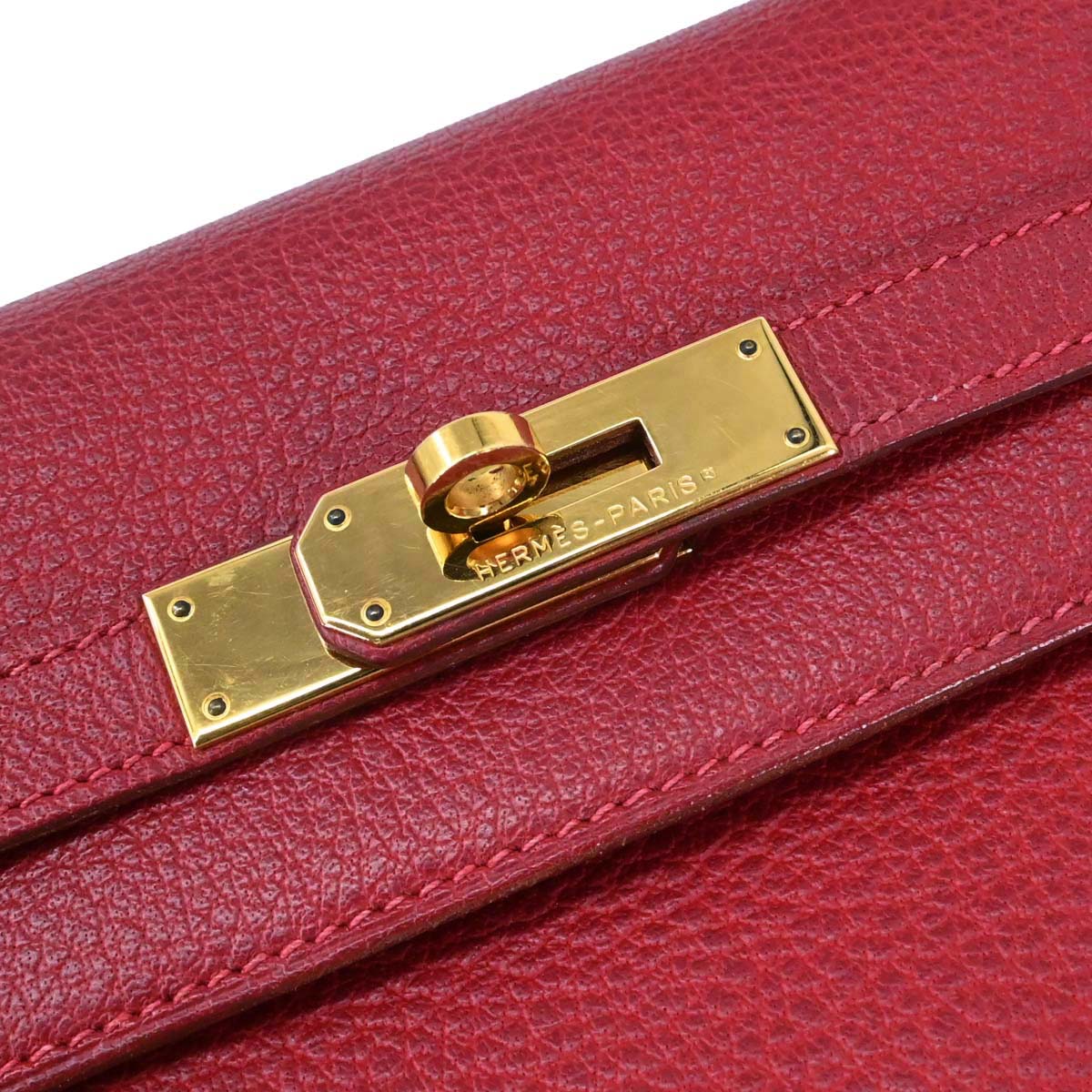 Hermes Rouge Garance Buffle skipper Kelly 35 2way Shoulder Handbag - Image 12
