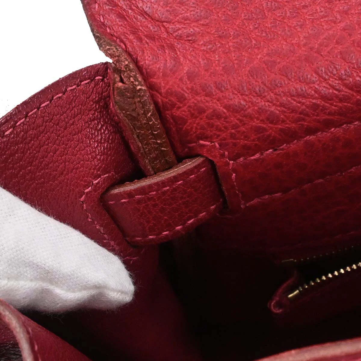 Hermes Rouge Garance Buffle skipper Kelly 35 2way Shoulder Handbag - Image 14