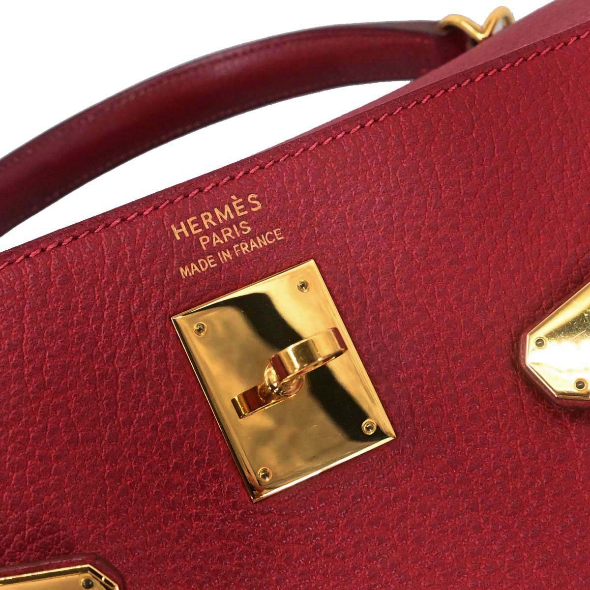 Hermes Rouge Garance Buffle skipper Kelly 35 2way Shoulder Handbag - Image 19