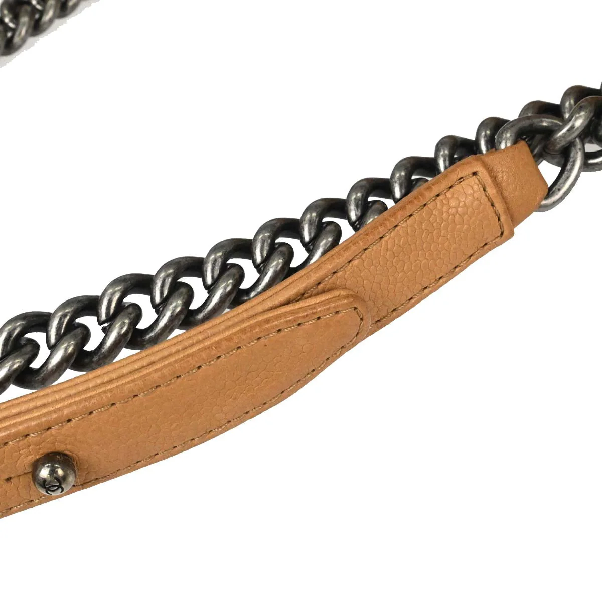 Boy Chanel 2014 Beige Caviar Medium Chain Shoulder Bag - Image 10