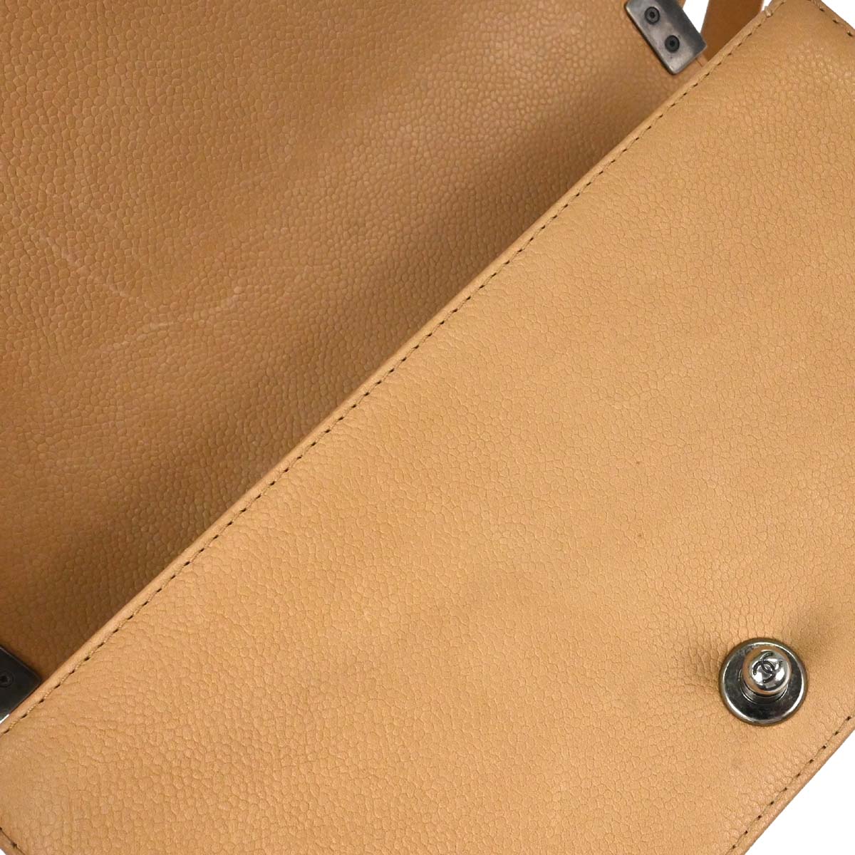 Boy Chanel 2014 Beige Caviar Medium Chain Shoulder Bag - Image 15