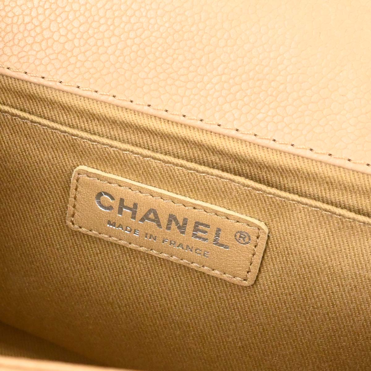Boy Chanel 2014 Beige Caviar Medium Chain Shoulder Bag - Image 19